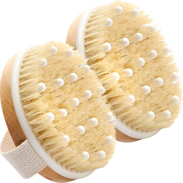 Tørbørste - Anti-cellulite børste - Kropsbørste - Stimulerer blodcirkulationen - (2 dele) Tørbørste til cellulite og lymfedrænage, Eksfolierende