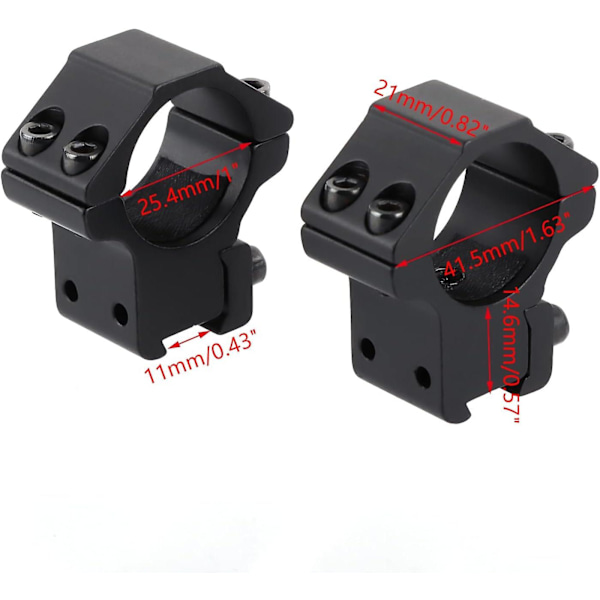 Tcgg-lavprofil kikkertringe - 25,4 mm adaptermonteringringe med 11 mm duehale skinne