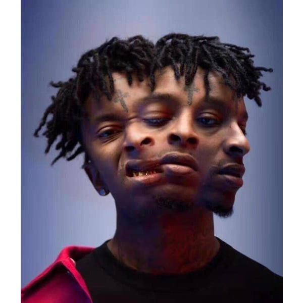 Bimirth 21savage Samma Svarta Permanentade Dreadlocks Peruk Mössa Direkt Bär Hårbit Hiphop-sångare