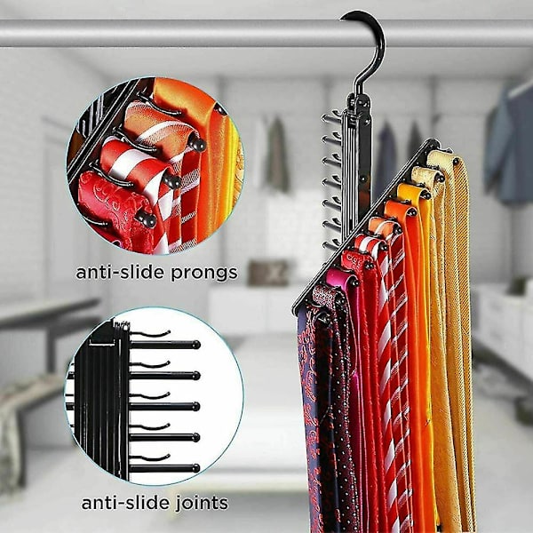 20 Kroge Slips Hanger Stativ Organizer Roterende Bælteholder Skabskrog Halsklæde Opbevaring