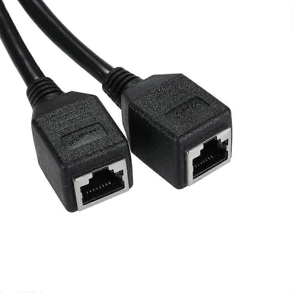 LAN Splitter Adapter for Ethernet, RJ45 Hann til 2 Hunn Socket Port