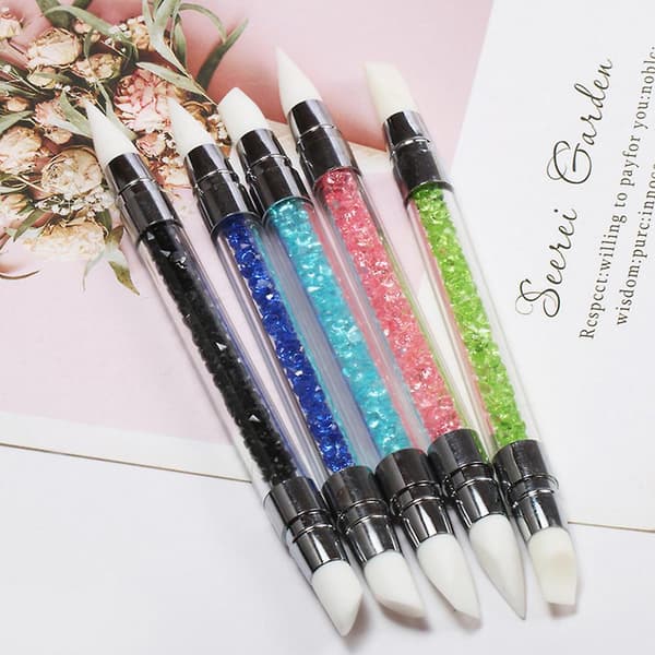 2 stk. Neglekunst Dobbeltsidet Silikonpen - Sort Silikonprægnings Penmakeup