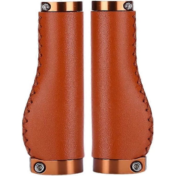 Cykkelgrepp Läder ergonomiskt halkfritt styre för 22,2 mm MTB-cykel Mountain, Brun