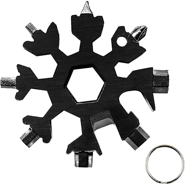Schneefloe Multitool 18-i-1 Bærbar Multifunktionsværktøj i Rustfrit Stål til Udendørs EDC Eventyr Multitool Rustfrit Stål Multifunktionsværktøj (Sort)