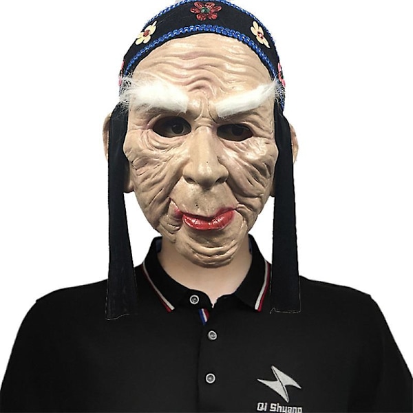 Novelty Halloween Kostumefest Latex Menneskehovedmaske Gammel Dame