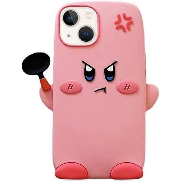 Kawaii-puhelimen kuoret iPhone 13 Pro Maxille, söpö 3D-piirretty vaaleanpunainen tähti puhelimen suojus pehmeä silikoninen hauska vihainen ilme