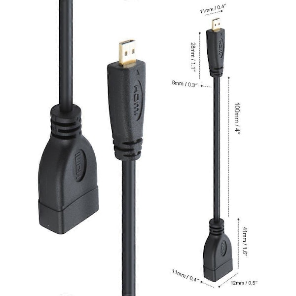 17cm Micro HDMI Hann til HDMI Hunn Adapterkabel