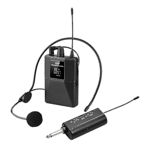 UHF Trådløst Mikrofon Headset med Sender og Modtager, LED Digital Display Bodypack - CDSX f26