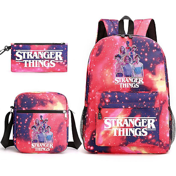 Stranger Things Ryggsäck Trestegsset Student Skolväska Canvasväska x