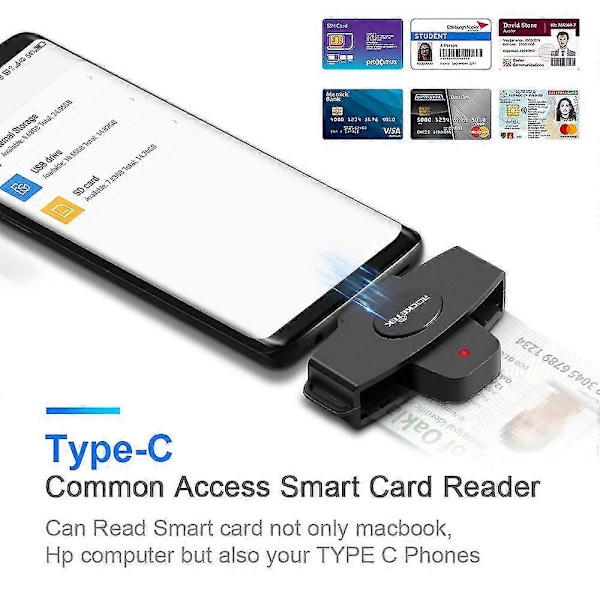 Älykäs CAC-kortinlukija Type-C pankkiverolausunto SIM-kortti/ IC-kortti ID-kortinlukija Android-puhelimille/ MacBook Pro