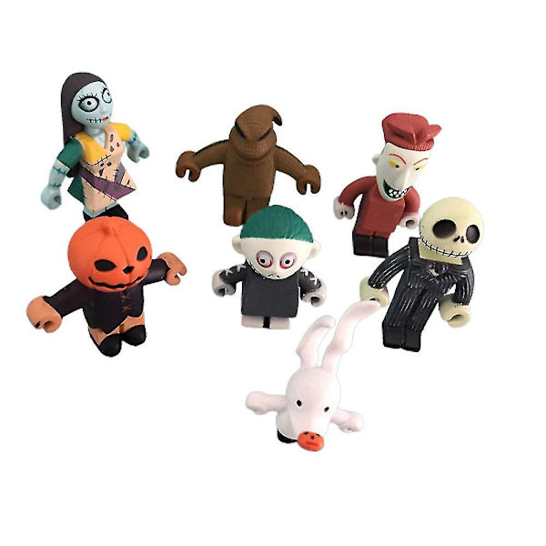 7 stk./sæt The Nightmare Before Christmas Jack Skellington Figur Legetøj Dukke Dekoration Pynt