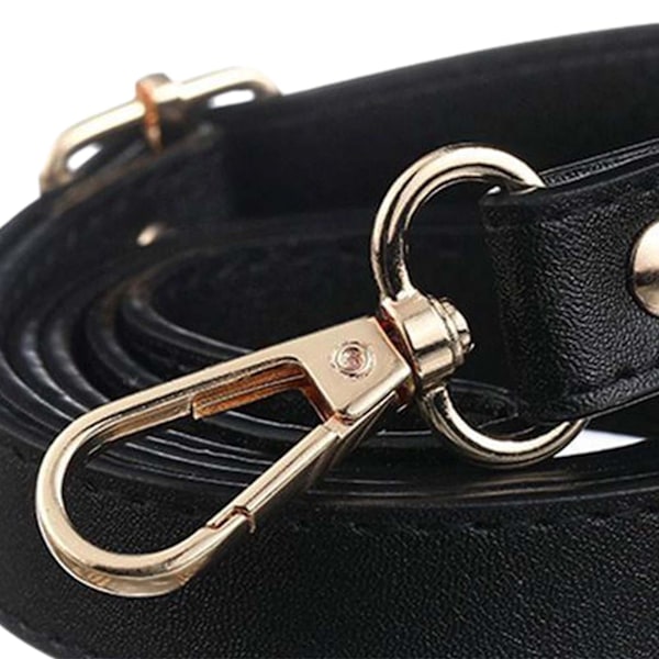Läder Väskrem, Axelremsväska med Metallkrok, Justerbar Crossbody-rem, DIY Väskaccessoarer, Svart