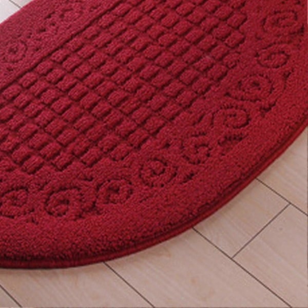 Halvcirkel Dörrmatta Halvcirkel Golvmatta Dammfälla Polyesterfiber Stark Absorption Halkskydd för Utomhus Inomhus Mörk Röd 48x78cm / 18.9x30.7in