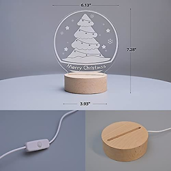 Veeki Juletræ Genopladelig 3D Illusion Natlys med Bøg Stativ, LED Dekorationslampe, 4 Muligheder Gave til Børn Venner Familie (Jul