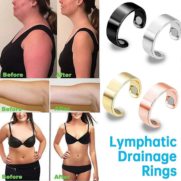 4-pack Lymfdräneringsmagnetiska Ringar, Justerbara Lymfdräneringsringar, Unisex