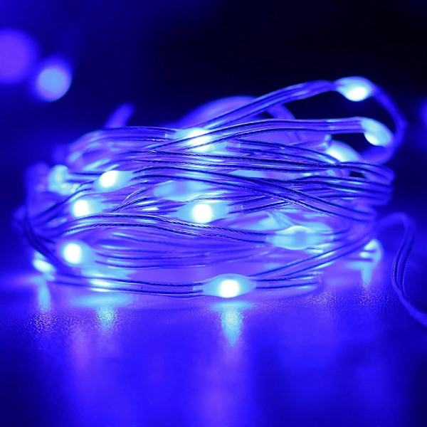 Julepynt LED-lyslenke, Batteridrevet lyslenke for innendørs og utendørs dekorasjon, bryllup, hjemmefester, jul. (blå)