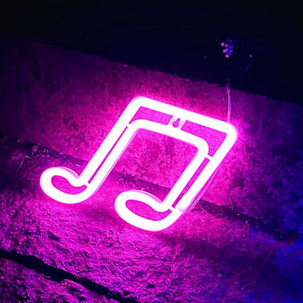 Musikknote Neon Skilt LED Neon Lys USB eller Batteridrevet LED Neon Lys Skilt Tik Tok LED Nattelys for Soverom (Rosa)