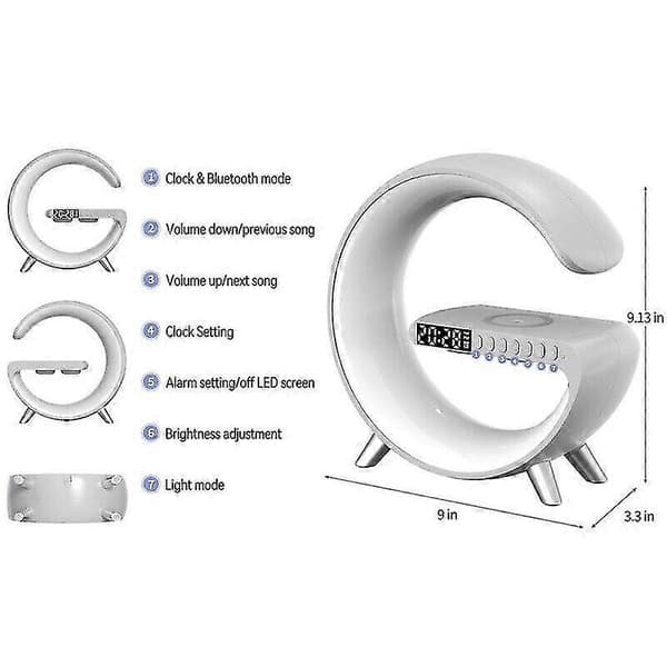 Älykäs G-lamppu - Bluetooth-kaiutin Langaton lataus RGB-herätyskello