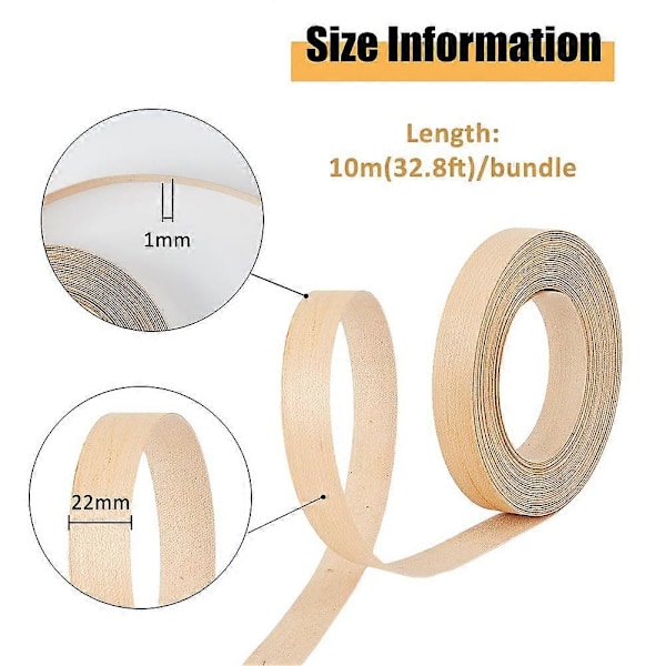 32ft Rulle Träfanér Kantlist Förlimmad Navajo Vit Plywood Kantlist Flexibel Trätejp Långa Tunna Äkta Träfanérremsor för Skåp Möbler