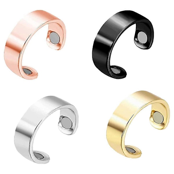 4-pack Lymfdräneringsmagnetiska Ringar, Justerbara Lymfdräneringsringar, Unisex
