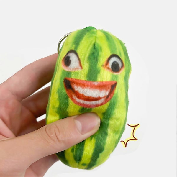 Plush Hängande Dekoration i Form av Vattenmelonremsa - Avstressande Ljud, Vattenmelonremsa-Docka, Nyckelring