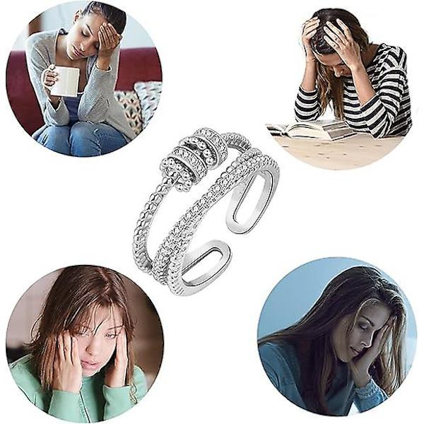 Angstring til kvinder til min datter Fidget ringe Justerbare ringe med perler Spinner ring Angstrelieff ringe til teenagepiger