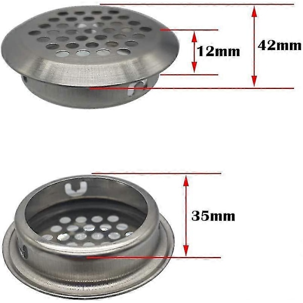 27 Stk. 35 mm Ventilationsrist i Rustfrit Stål Rundt Mesh Åndbart | Til Køkkenmøbler Ventilationsmunding i Rustfrit Stål | Til Skab Skab