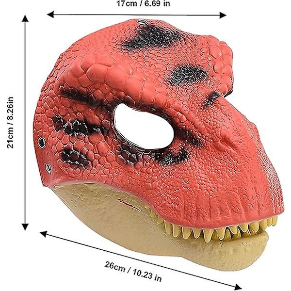 Dinosaurmaske med Bevægelig Kæbe, Halloweenmaske Latex Tyrannosaurus Rex Maske, Dinosaurhoved Cosplaymaske Fest Maskerade