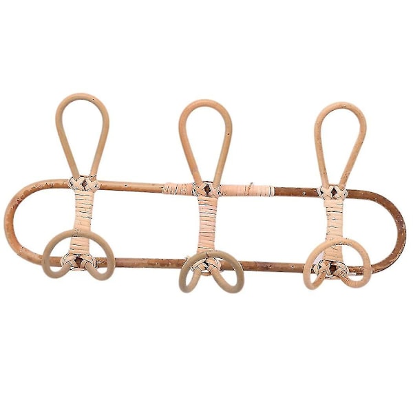 Rattan väggkrokar Barnkläder Organizer Rack Kläder Hängande krok Rattan Hängare Barnrum Dec