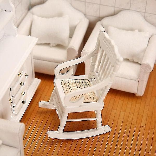 Dockhus Miniatyrmöbler: 2 Vita Trägungstolar