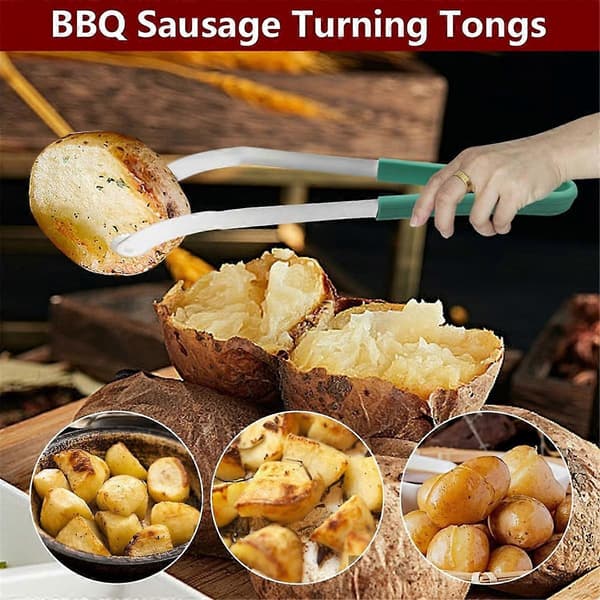 2 STK BBQ Pølsevender Grilltænger Køkkentænger Rustfrit Stål Lange Grilltænger