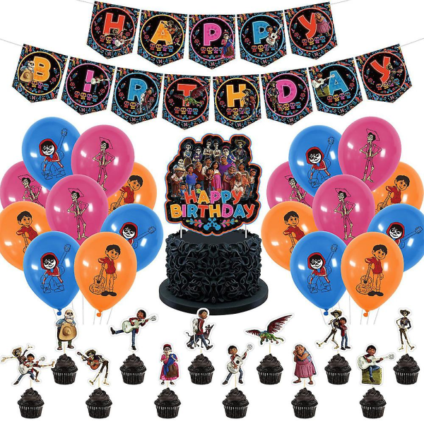 Halloween Party Props Coco Theme Party Supplies Decorations Banner Cake Cupcake Toppers Balloons Kits