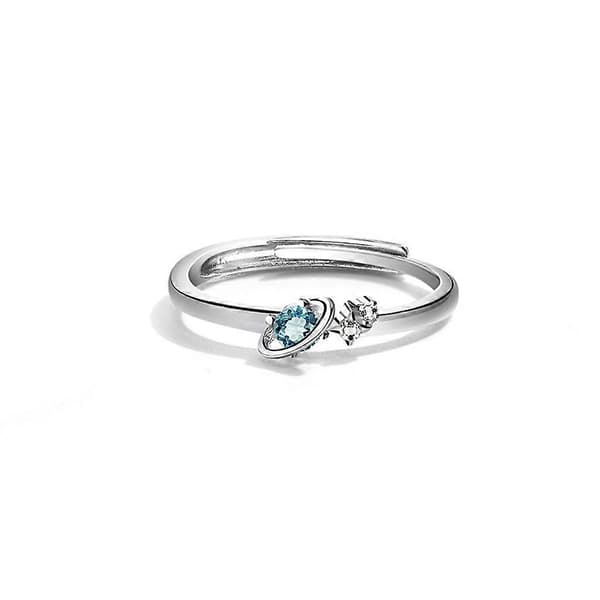 2 stk Trendy Saturn Planet og Stjerne Ring Univers 925 Sterling Sølv Elsker