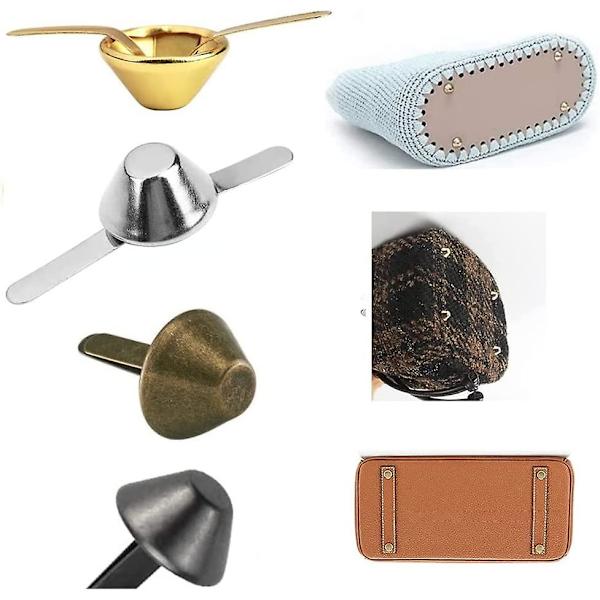 120 stk. Taskeben, Håndtaskefødder, Håndtaske Keglefødder, Håndlavede Lædernitter, Bundplade Taskefødder, Metal Flade Fødders Kegle Svampe Studs Spidsnit, 4 Farver