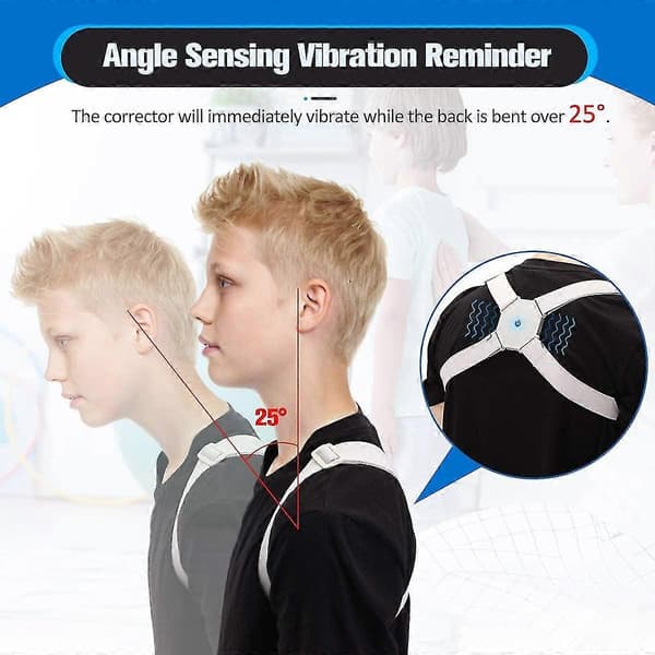 Smart Ryggställningskorrigerare För Vuxna & Tonåringar & Barn, Justerbart Ryggstöd Med Intelligent Sensor Vibration