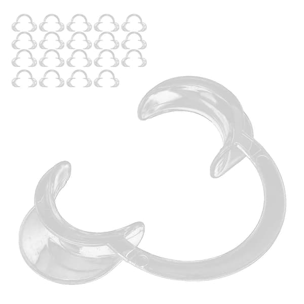 20 stk Engangs leppe- og kinnretraktor Transparent C-form Tannbleking Munnåpner (L)