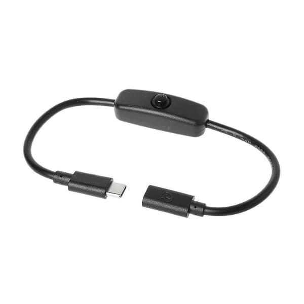 USB Type C Forlængerkabel med Tænd/Sluk-knap 27cm