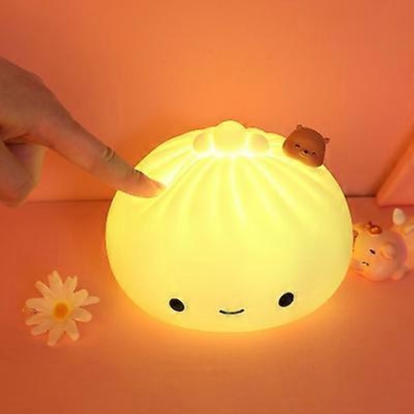 Dumpling Natlampe - USB Silikonlampe, 7 Farveskiftende til Drenge & Piger