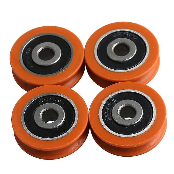 För 4x Orange Nylon Kullager Stål U-spår Hjul 6mm Innerdiameter WS1819