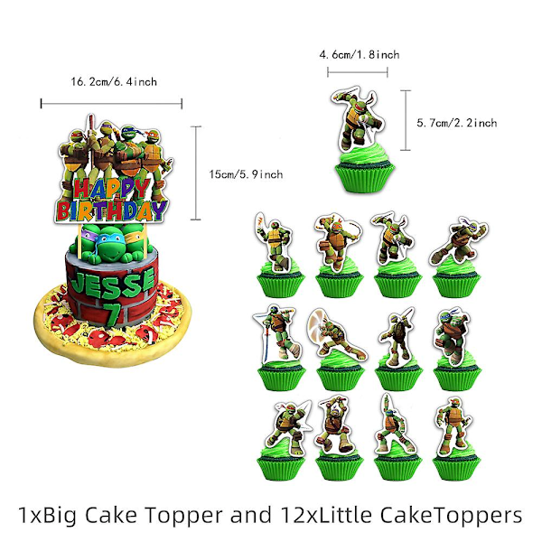 Teenage Mutant Ninja Turtles Tegneserie Barn Bursdagsfest Dekorasjoner Ballong Banner Kake Toppers Sett Festforsyninger Kit