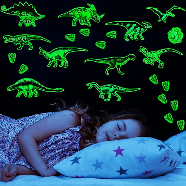Dinosauriedekaler för vägg, Glow in the Dark Dinosaurier Lysande Dekaler Dekoration för Pojkars Rum Sovrum Tak Dekorationer för Barn Pojkar Flickor (Dinosaurie, G