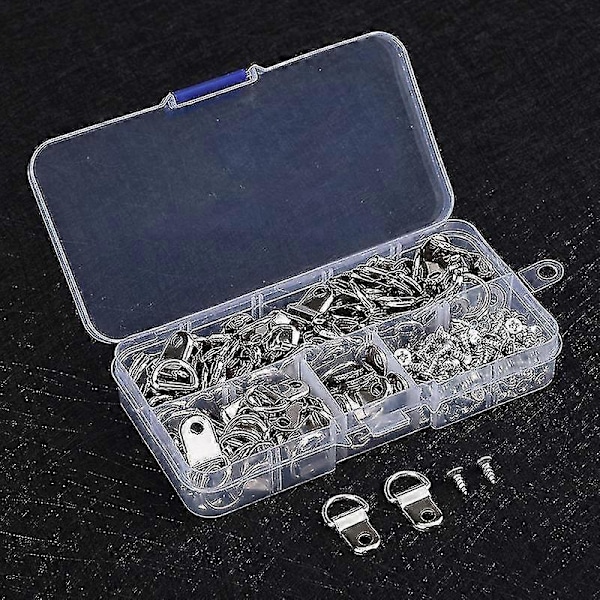 100 Set D-ring Bildhängare med Skruvar för Hängande Klockor Tavlor Konstverk Hängare Foto Spegel Enkelt Hål D-ringar Ne Tw Happy H