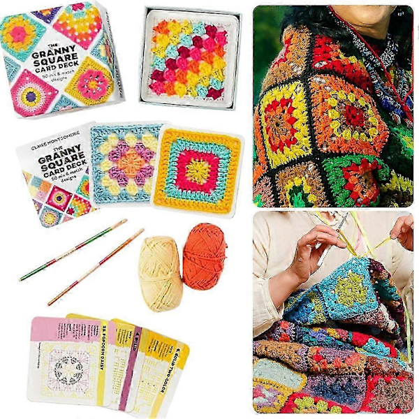 The Granny Square Card Deck - 50 Mix And Match Hækle Designs Til Strikning Og Hækle Diy Kit Til Voksne Begyndere