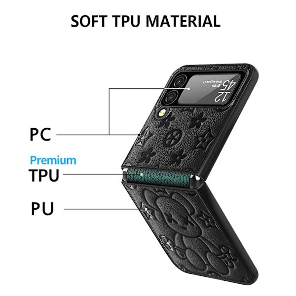 Fodral för Galaxy Z Flip 4, gångjärnsskydd med kameraskydd i läder, fullständigt skyddande telefonfodral