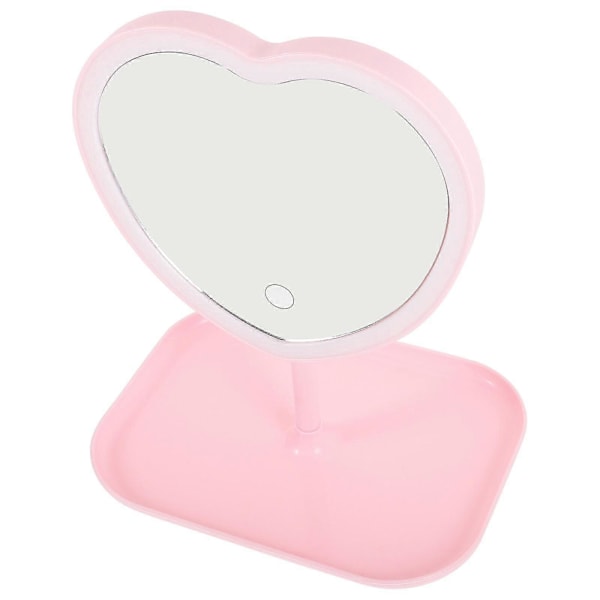 USB Opladbar LED Makeup Spejl Skrivebords Spejl Hjerteformet Spejl Til Kvinder Tw