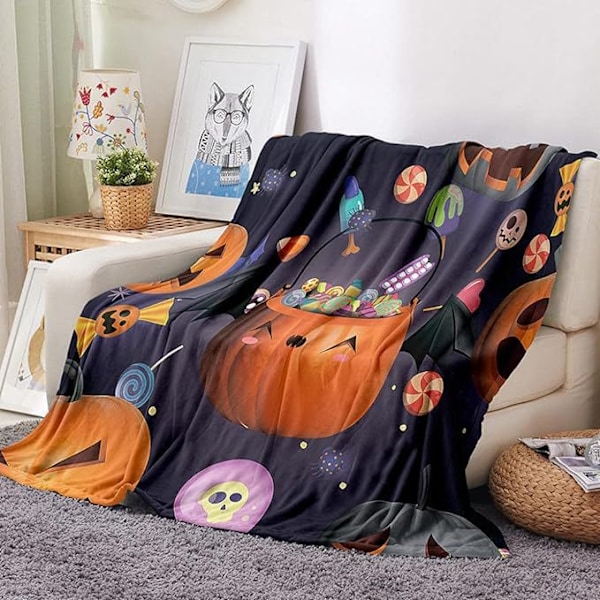 Halloween Blanket - Plush Halloween Blanket - Cozy Flannel Gray Halloween Decoration for Party Sofa Bed Living Room 50"x60" Style 27