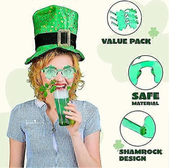 6 Par St. Patricks Day Shamrock Solglasögon Irländska Gröna Klöverglasögon