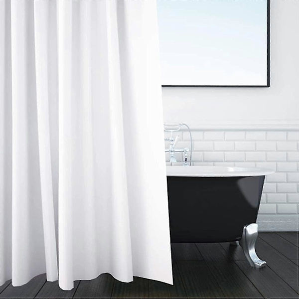 Hvid Simpel Bruseforhæng - 180 X 220 Cm - Ekstra Lang