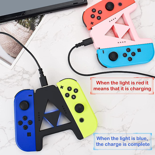 Veeki Slide Joy Con Opladergreb til Switch/Switch OLED Bærbar Joy Con Oplader Controller Komfortgreb Hurtig Opladning Under Spil (sort)