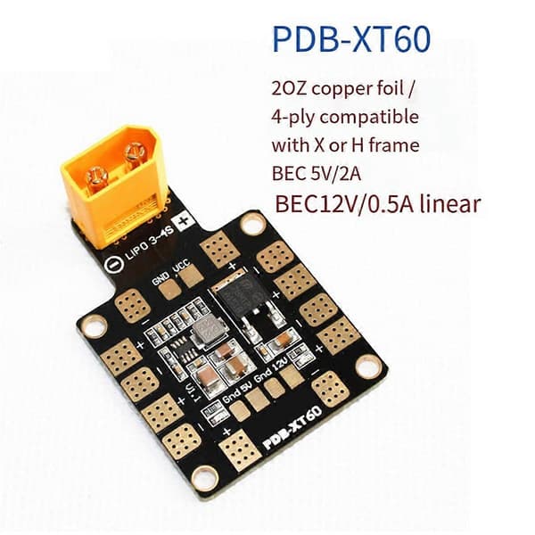 For Matek Systems PDB Strømfordelingskort XT60 W/ BEC 5V 12V for QAV250 RC FPV Quadcopter Multi